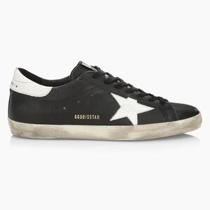 Golden Goose Super-Star Leather Sneakers in Black and White